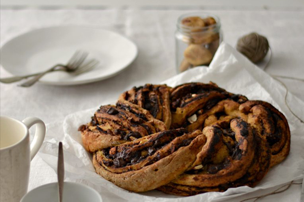 Rosca de abóbora e chocolate