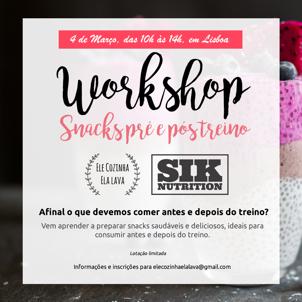 Este workshop ensina a preparar snacks pré e pós treino